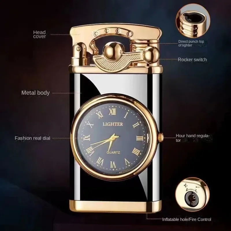 Windproof Gas Wrist Watch Lighter Cigar Lighter Outdoors Jet Double Tube Gadgets for Men Cigarette Accessories Small Gifts