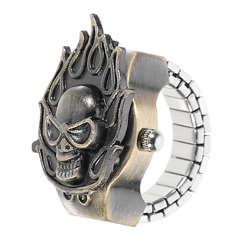 1 قطعة ساعة حلقة إلكترونية مرنة خمر التقليب إصبع ساعة للمجوهرات ساعة ديكور ريترو ملحق هدية #6