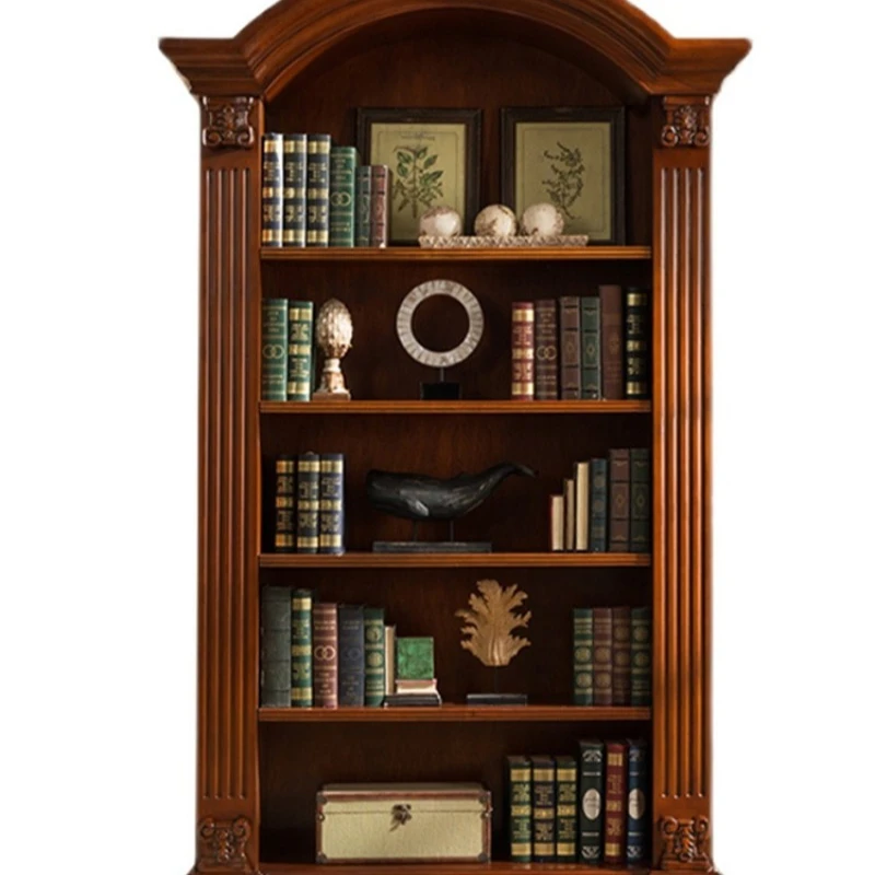 

American Country Solid Wood Children's Bookcase French Arched Bookcase Vintage Bookshelf Display Cabinet Model Room Furniture