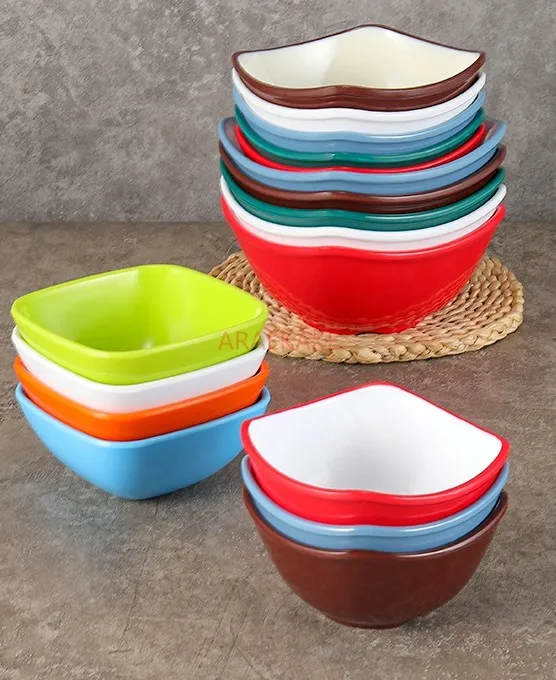 Tazón cuadrado de melamina de 820ml/1100ml, tazón de plástico para sopa, tazón comercial para comida rápida, tazón para postre, tazón para agua o azúcar