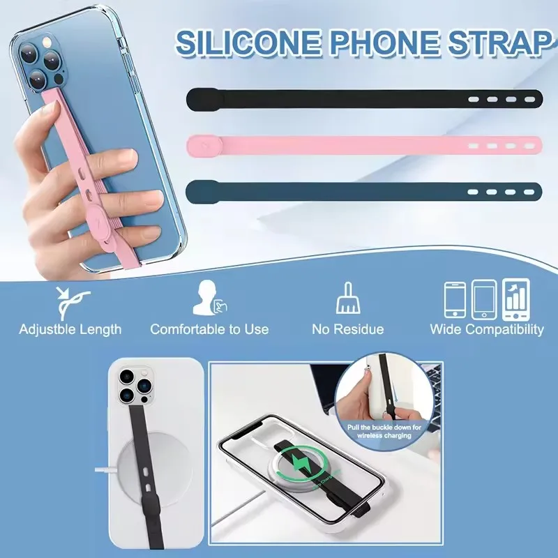 Elastic Silicone Phone Straps Wristband Hand Band Grip Finger Ring Anti-Lost Holder Strap Ropes