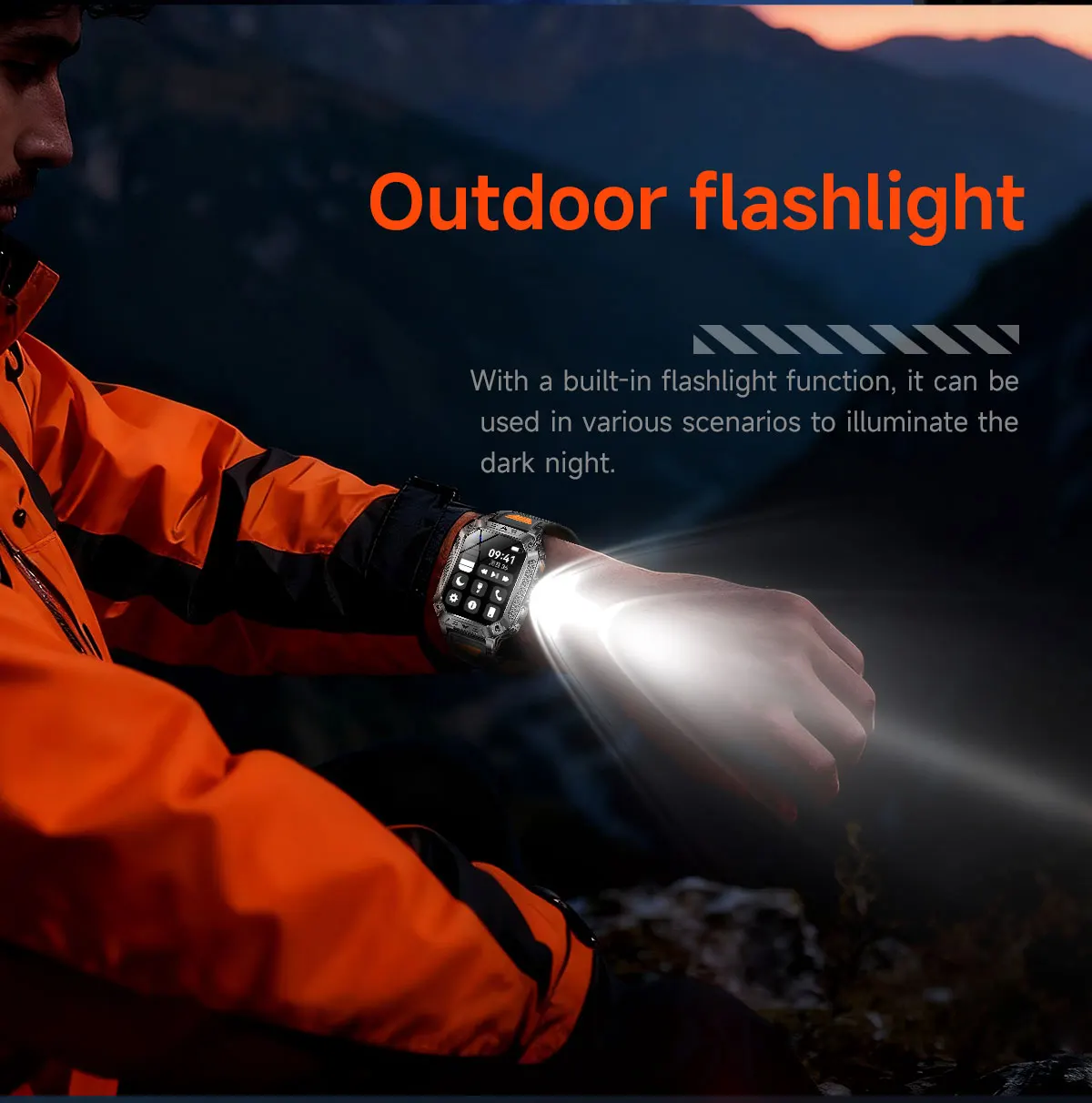 2026 Neue 1400mAh Militär-Smartwatch 10ATM Wasserdicht 2,01" AMOLED SOS+LED-Taschenlampe Herzfrequenz 100+ Sportmodi Fitness-Uhr – Detail 7