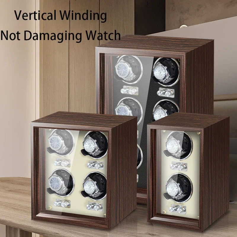 Solid Wood Watch Winder Watches Storage Automatic Rotating Box Silent Automatic Winding Luxury Display Men Wrist Watch Cabinet