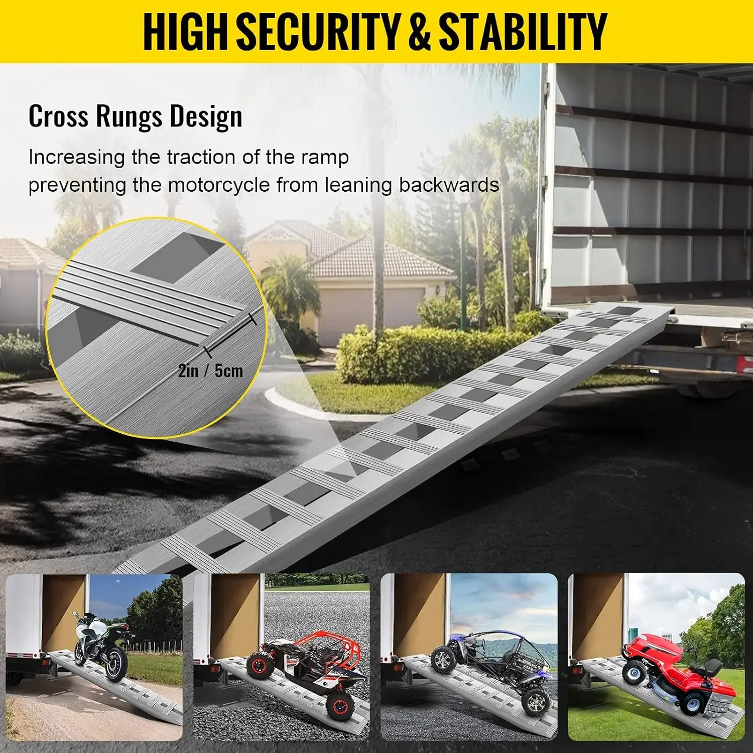 84x14 Inch Aluminum Ramps 6000LBS Capacity Car Trailer Truck ATV Ramps 1 Pair 2 Ramps