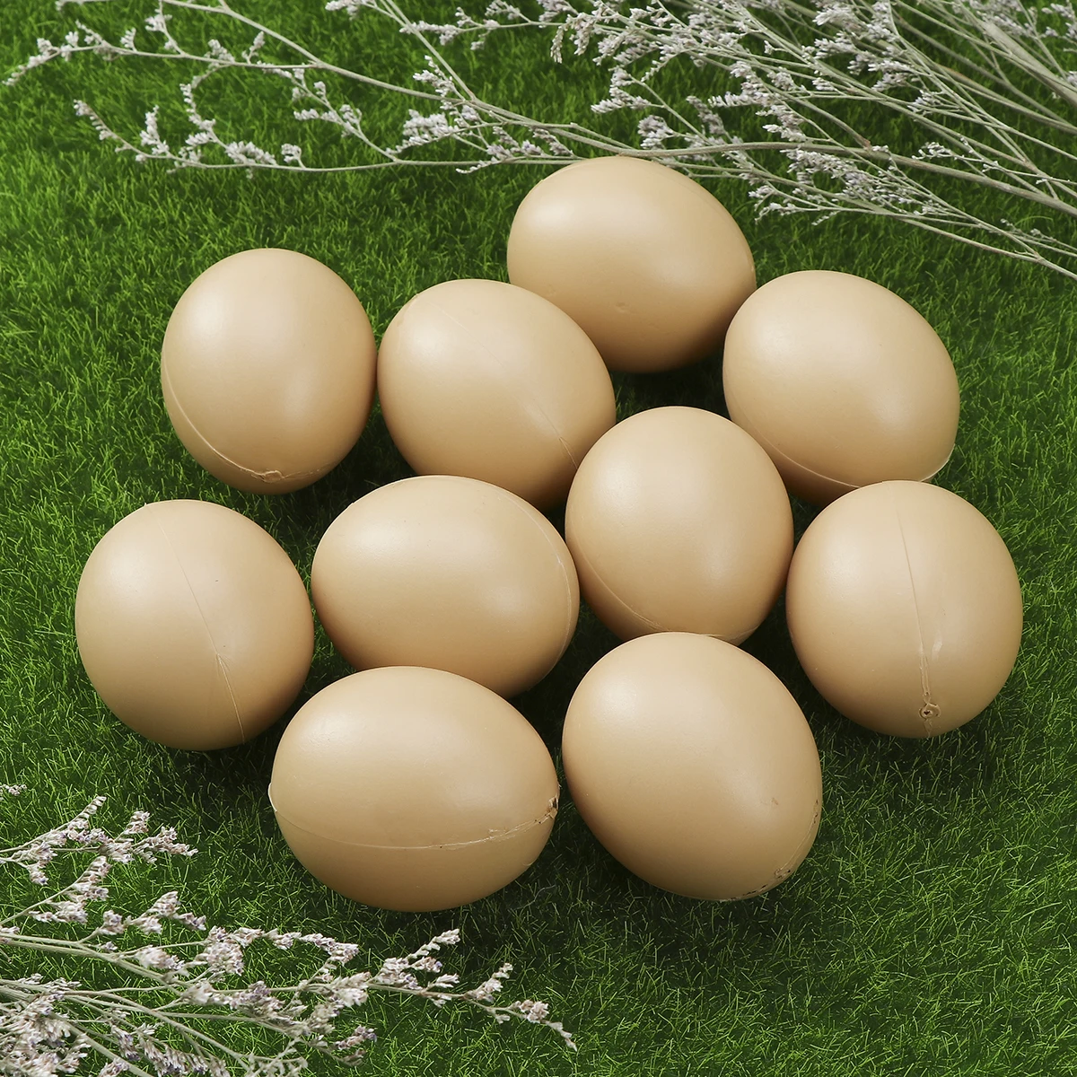 

10pcs Fake Realistic Size Shape Artificial Eggs Solid Plastic Breeding Nesting Toy Educational Montessori Concept