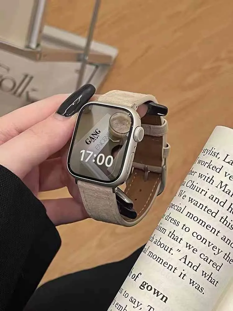Luxury Leather Band For Apple Watch 38mm 40 41mm 42 45mm 46mm 49mm Soft Suede Bracelet Strap For iWatch Ultra 10 9 7 8 6 5 SE 4