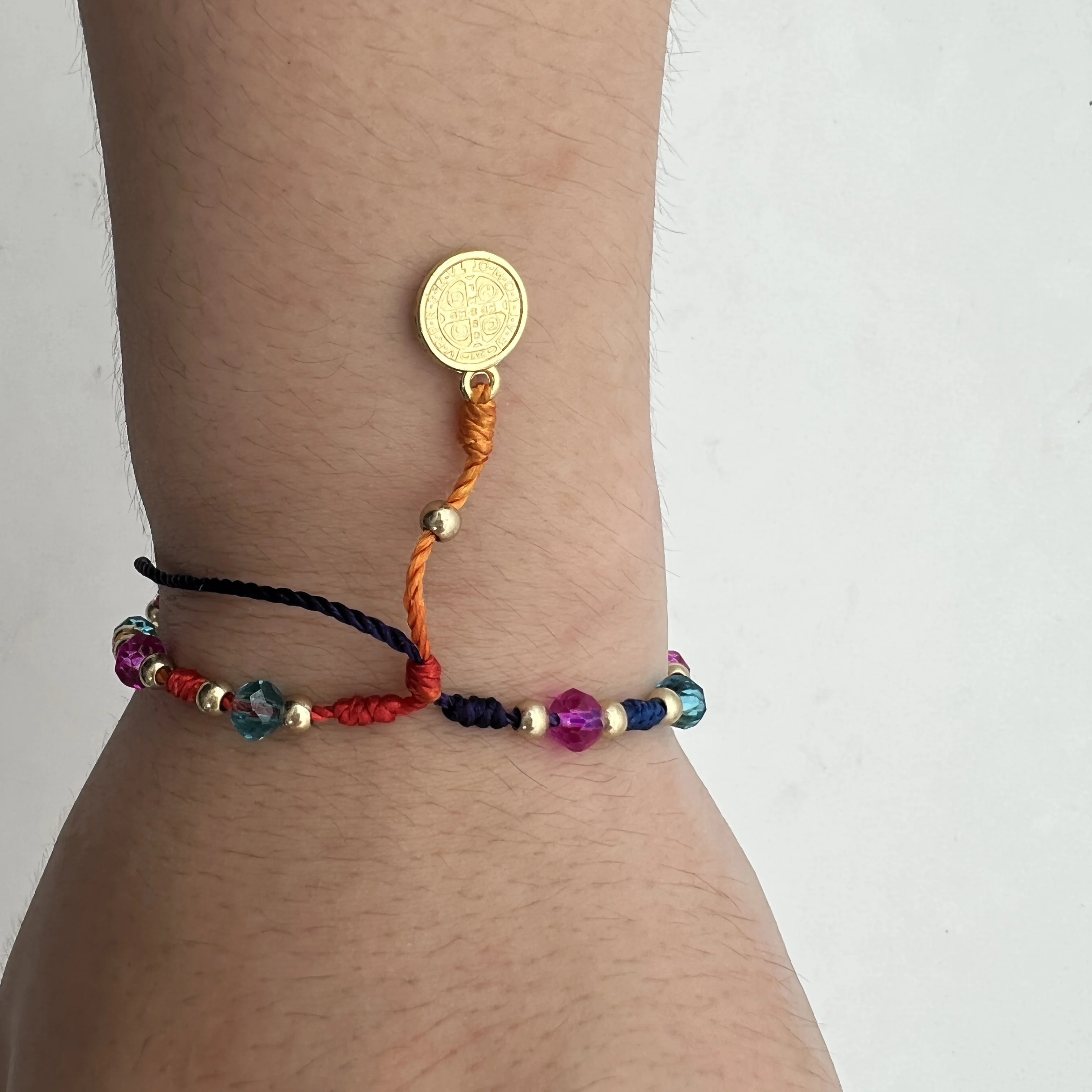 1 قطعة موضوع متعدد الألوان كريستال الخرز سانت بندكت Pulsera دي سان بينيتو قابل للتعديل سوار الصلاة هدية للنساء الرجال الفتيات