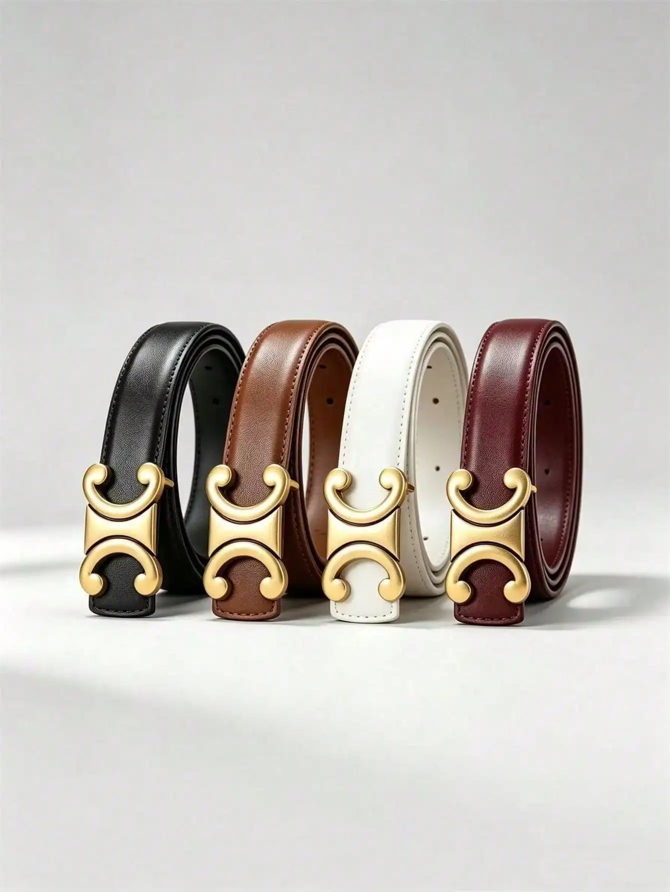 1 Piece of Women's Alphabet-Style Leather Belt, Suitable for Jeans, Skirts, Fashionable Autumn, Fall, and Christmas, a Versatil