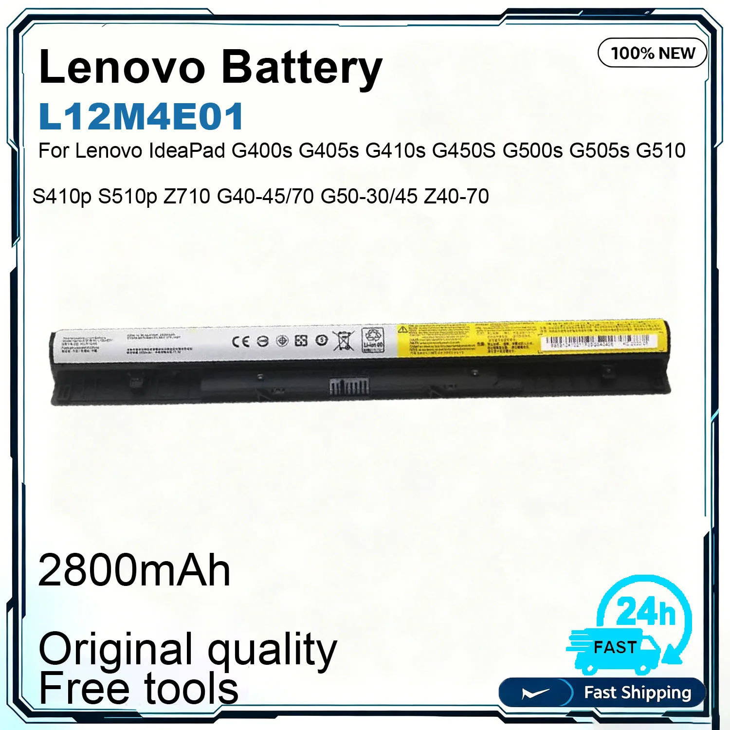 New L12M4E01 L12L4E01 Laptop Battery  For Lenovo IdeaPad G400S G405S G500s G505S G510S G50-45 G50-70 Z50 Z70 S410P 45 Z40-70