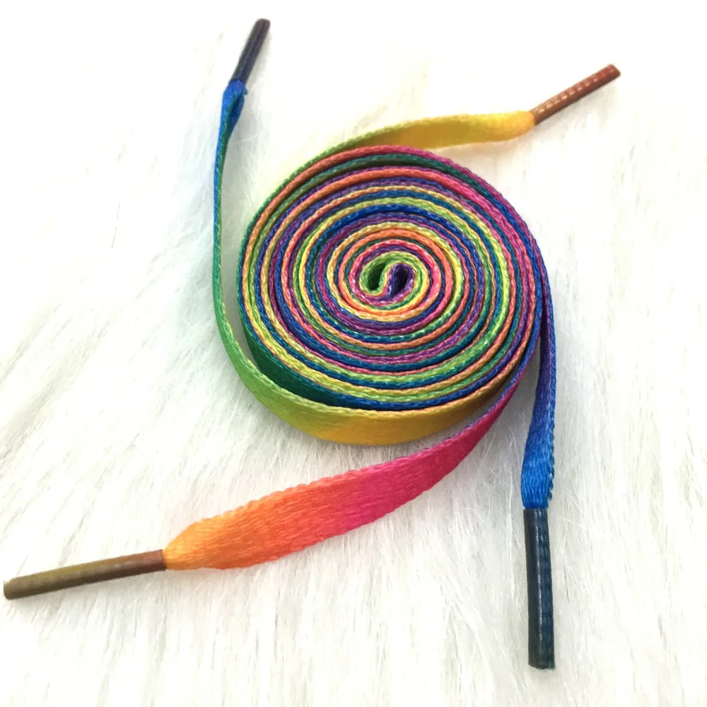 1 par de cordones coloridos Arco Iris gradiente zapato plano cordones para zapatos de lona casuales color cromático cordón 80 CM/100 CM/120 CM/150
