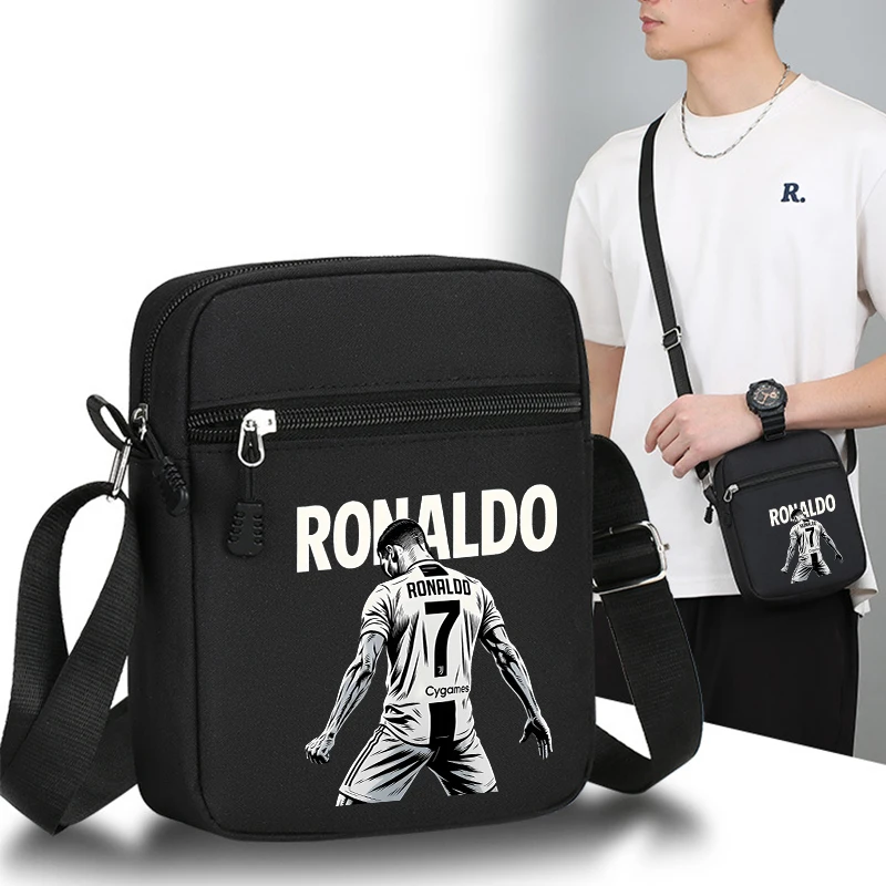 

Football Star Ronaldos Crossbody Bags Nylon Small Shoulder Bag Kawaii Oxford Messenger Side Sling Bag Husband Lady ChestBag