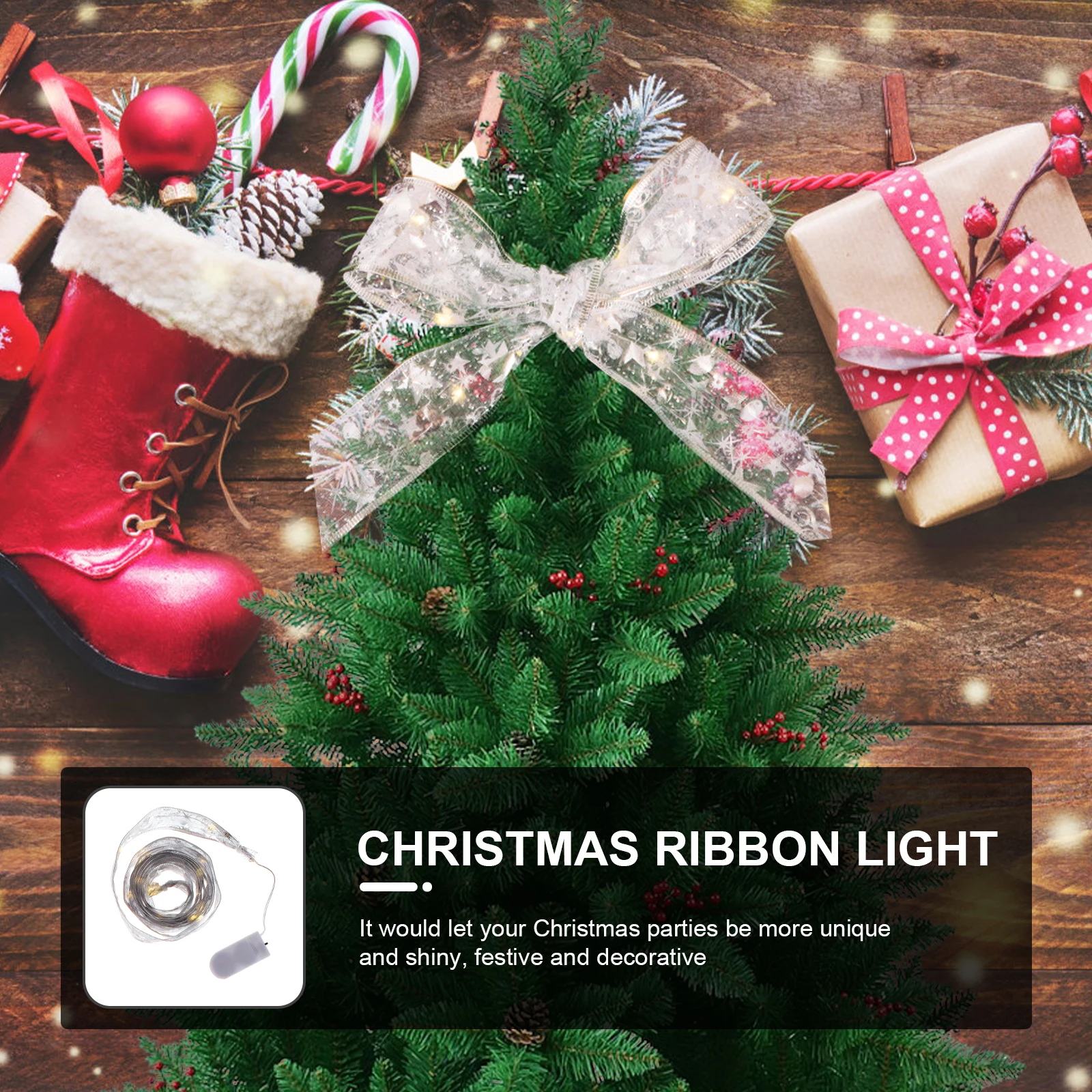 Christmas Lights Ribbon String Shining Led Curtain for Decoration Post Tree Decorations Silver Holiday