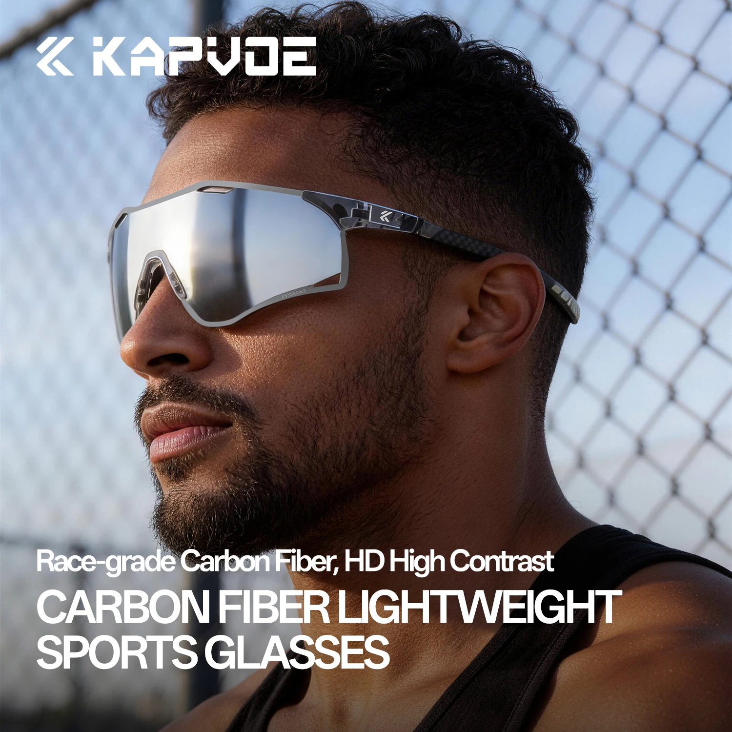 Kapvoe New Hiking Eyewear Sunglasses Cycling Glasses Lightweight Running Sports Glasses Men Women Carbon Fiber UV400 Goggles