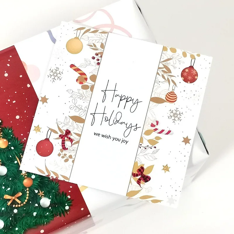 10-30pcs Happy New Year Wishes Cards Square Merry Christmas Cards Christmas Gifts Decorative Greeting Cards Xmas Gift Card