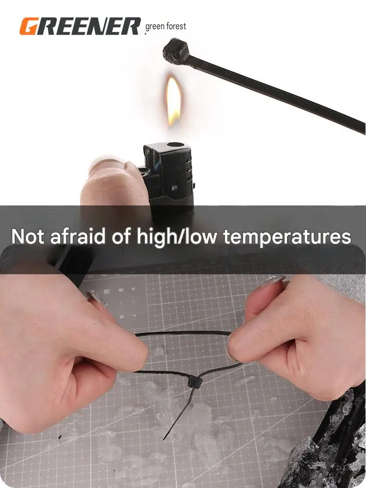 Nylon Cable Ties Self-Locking Wire Bundling Straps Strong Plastic Fasteners Cord Organizer