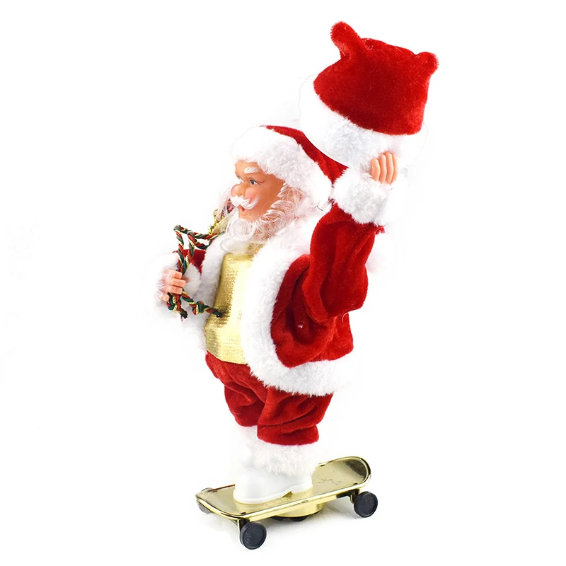 Novelty Creative Cute Father Christmas Skateboard Rocking Hat Dynamic Electric Toys with Music Children's toys Christmas gift