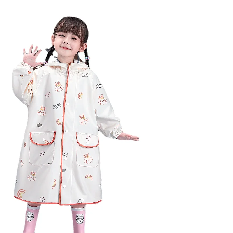 New Children's Raincoat Boys' and Girls' Whole Body Waterproof Student Raincoat Wholesale with Schoolbag