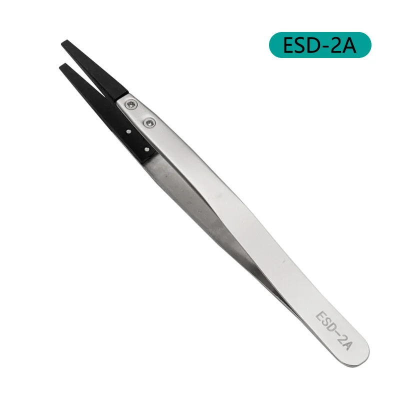 1-delig antistatisch ESD-pincet Vervangbare pincet Tips Roestvrijstalen behuizing Koolstofvezel Geleidende plastic pincet