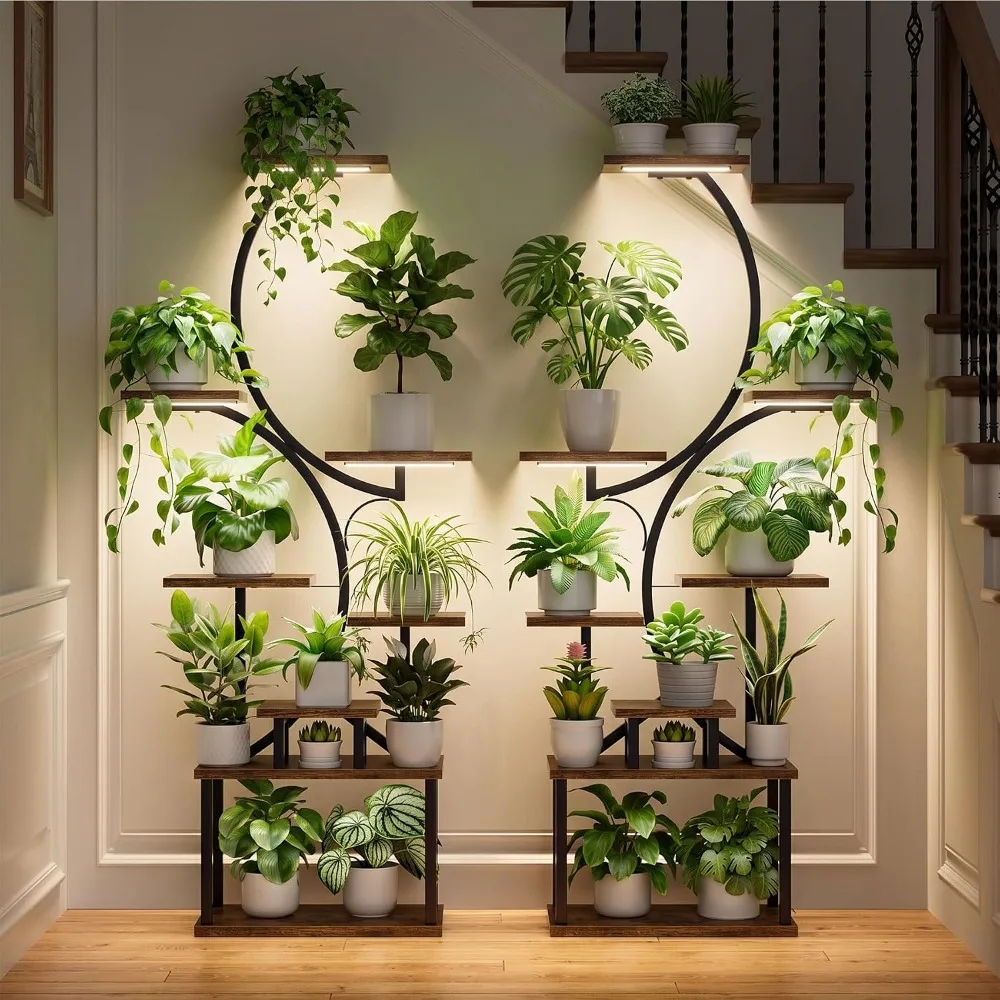 2 Pack Tall Large Lighted Plant Stand Indoor with Grow Light