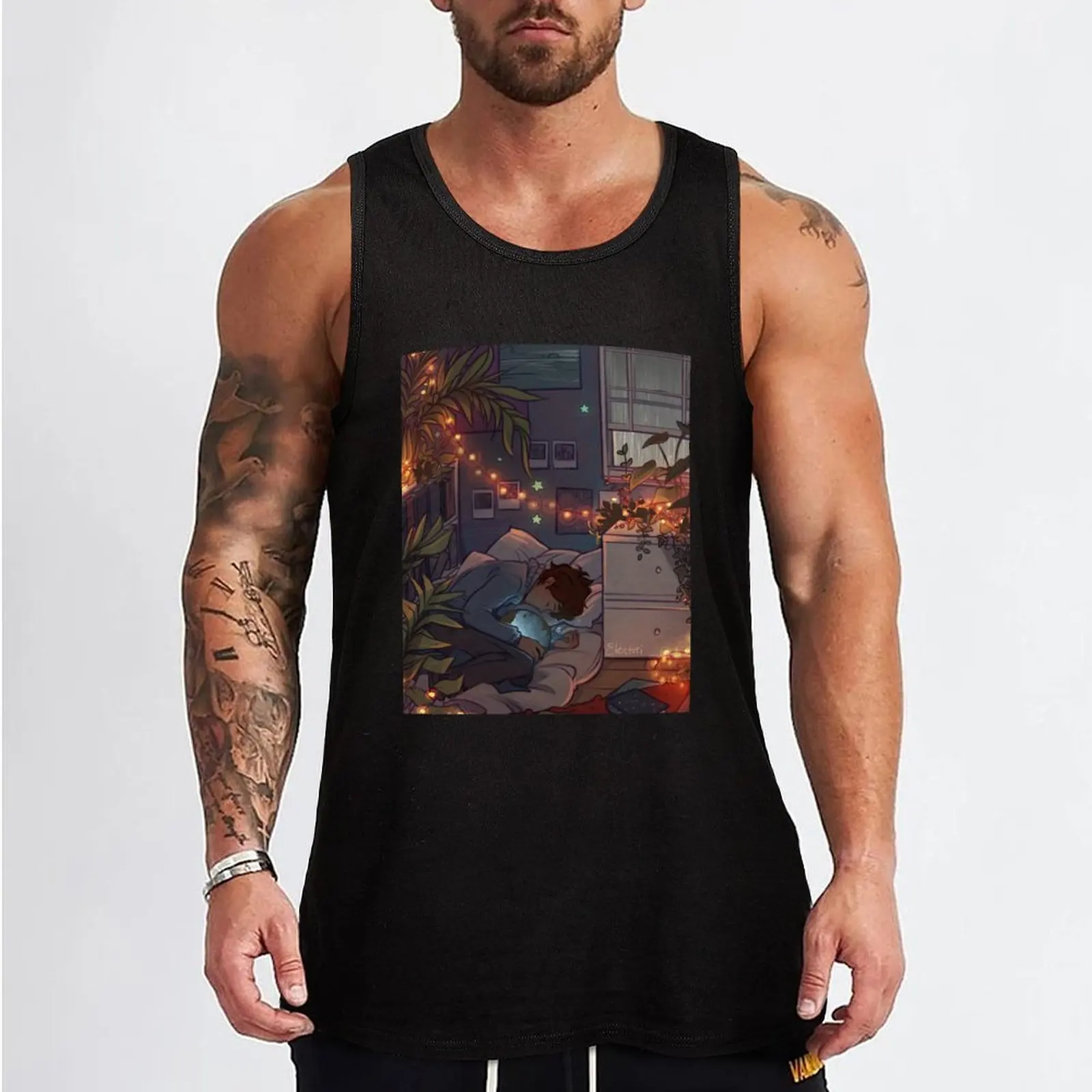 Blue Lips Tank Top Men's cotton t-shirt man vest