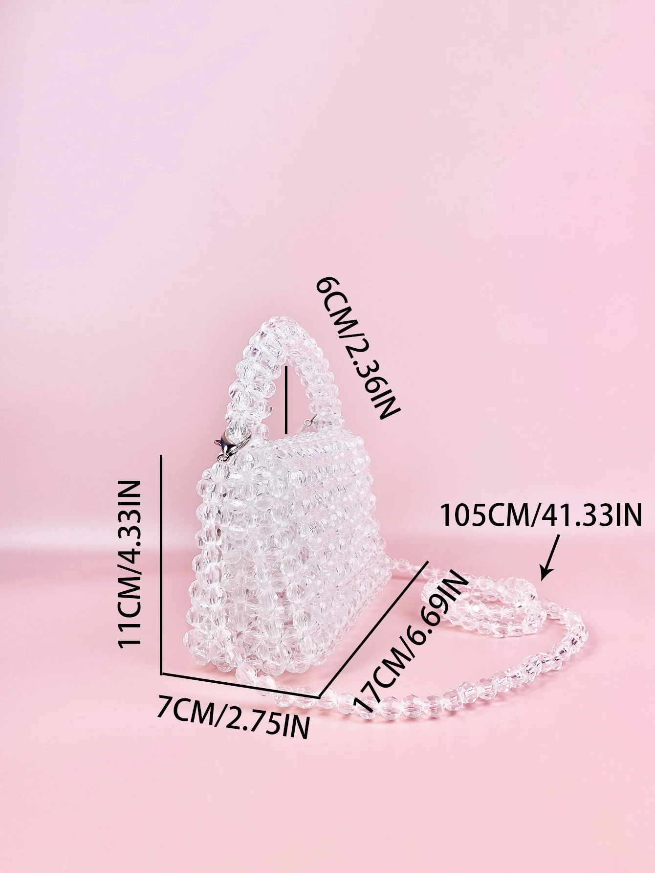 New Handmade Beaded Simple Advanced Handheld One Shoulder Oblique Straddle Bag Small Fresh Beaded Small Bag