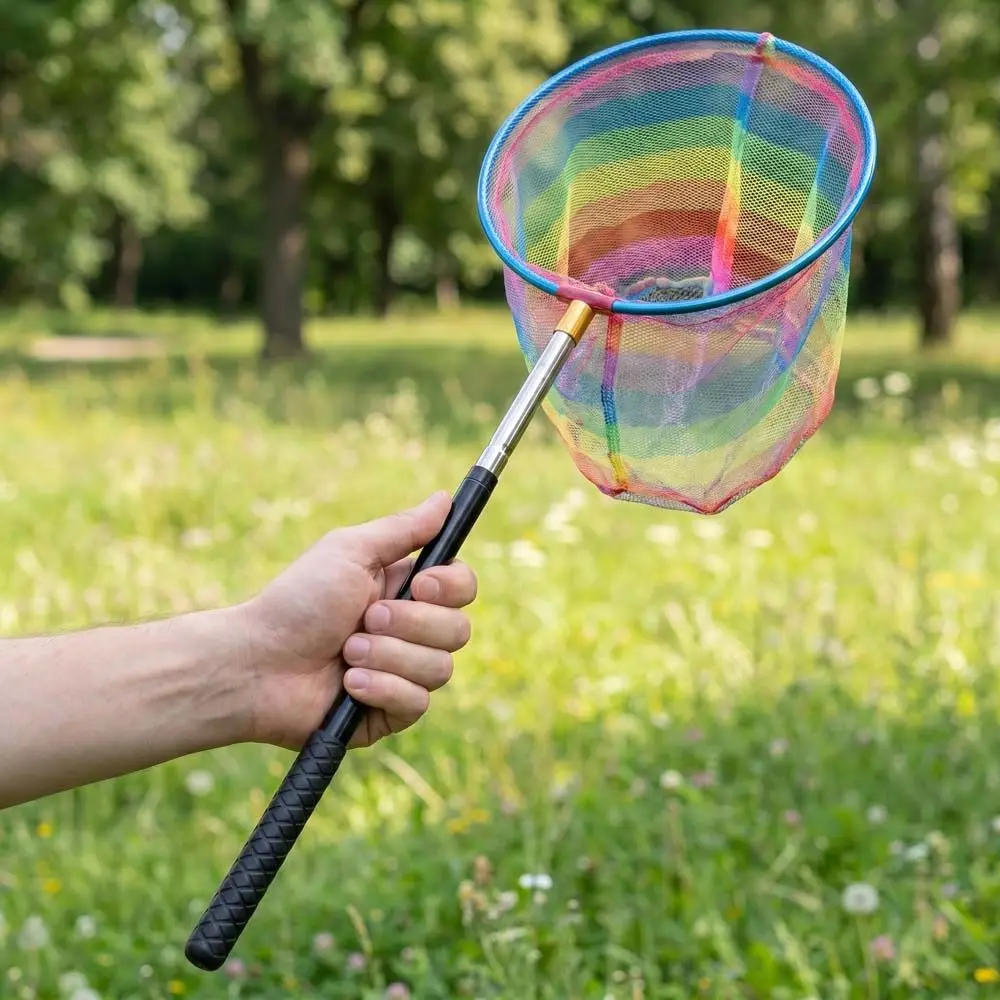 Stainless Steel Telescopic Butterfly Net Fast Folding Telescopic Flying Animals Capture Net Manual Nets Extendable Handle