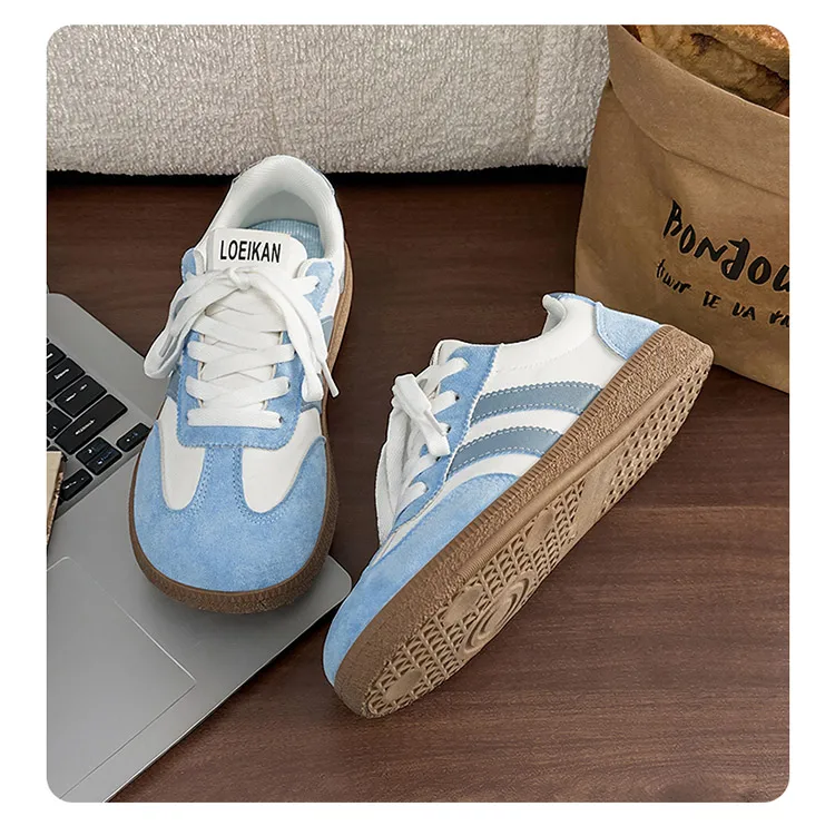 Damen Retro-Streifen-Sneaker mit Gummisohle, Schnürung, flache Schuhe, modische, vielseitige Freizeitschuhe zum Gehen für den täglichen Gebrauch – Detail 16
