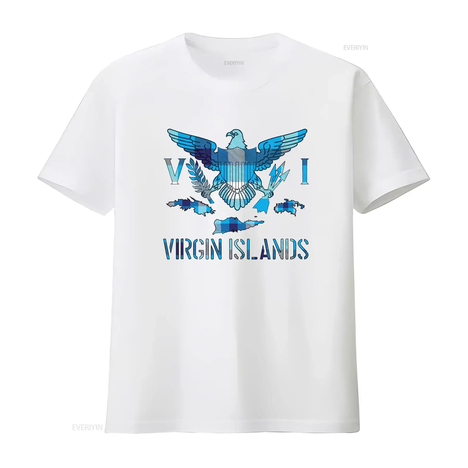 جزر العذراء الأزرق مدراس العلم تي شيرت USVI هدية vi رحلة عطلة خمر غسلها تنوعا للجنسين أوم أنيق مريح