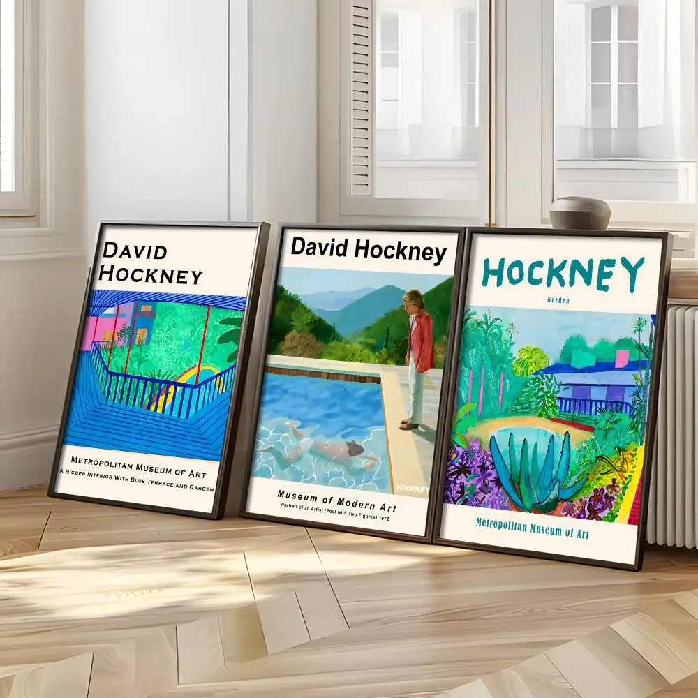 David Hockney Art Exhibition Modern Poster Woffity Simple Frameless Wall Sticker For Home Living Room Bathroom Decoration