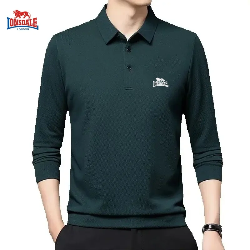 Spring and Autumn men's high-quality embroidered brand logo long sleeved polo shirt fashionable casual base shirt top