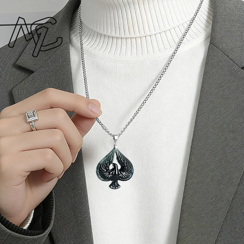 S925 Silver Natural Jade Black Chicken Color Spade Pendant Necklace Real Carved Charm Jadeite Jewelry Fashion Amulet Gifts Women view 4