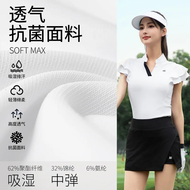 

PGM Women Golf Short Sleeved T-shirt Spring Summer Tennis Polo Shirt Sports Top YF795