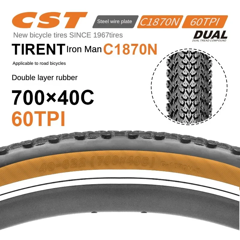 Cst Zhengxin Road Bike Outer Tire Bicycle Tire Retro Yellow Edge 700*25 28 40c Puncture-Proof Double Sizing Materials Tire