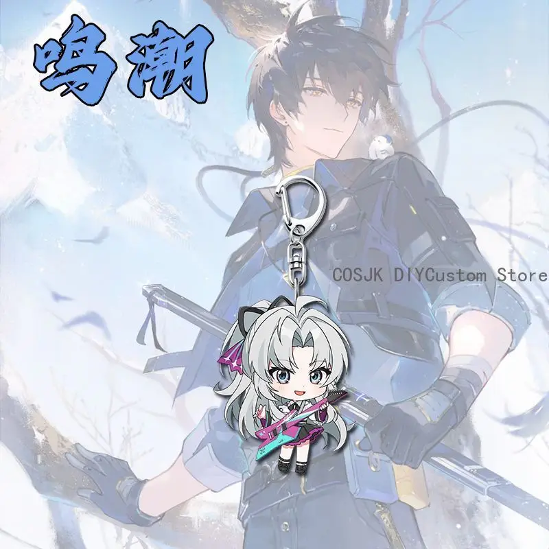 4PCS Game Zani Carlotta Wuthering Waves Anime Q-version Backpack Pendant KeyChain Key Chain Kawaii Figure Acrylic Keyring Gift