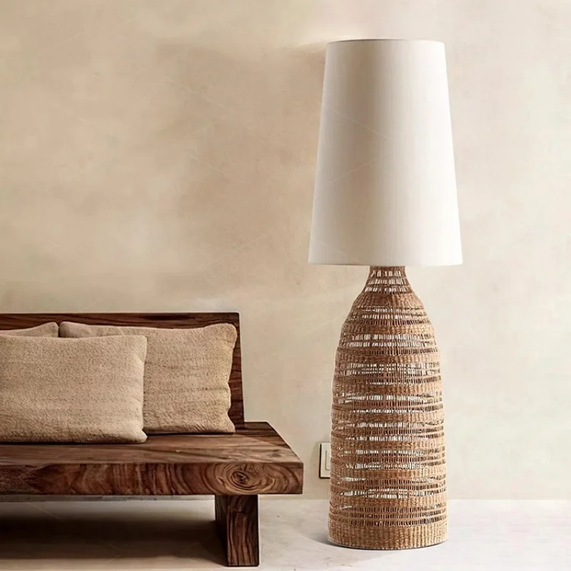 Wabi Sabi Style Artistic Creative Textile Crafts Weave Floor Lamp Used For Living Room Bedroom Study
