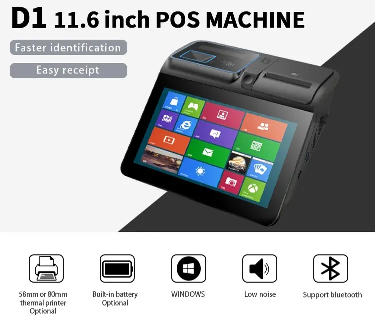 MS11.6 Inch All in One Point of Sale Manual Touch Screen Pos Payment System Portable Pos Machine Parts NFC Scanner Battery