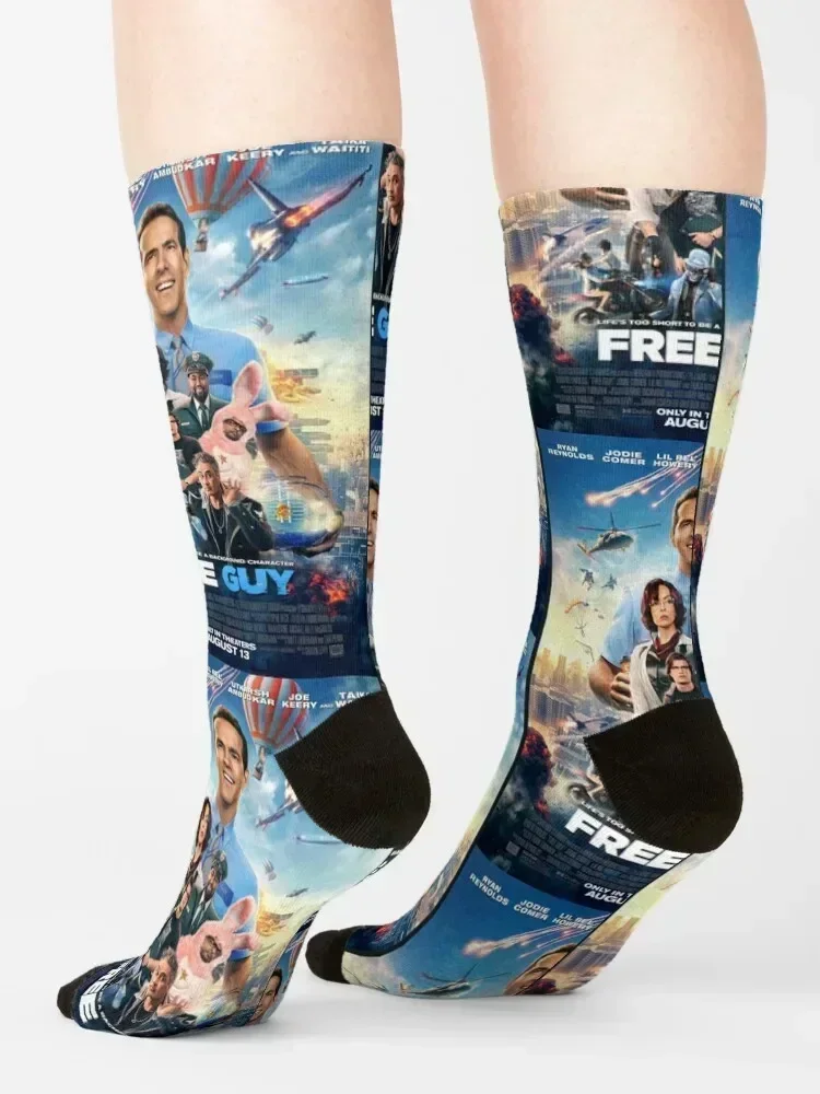 Free Guy Movie (2021) Socks cool Hiking boots with print football Socks Ladies Men's