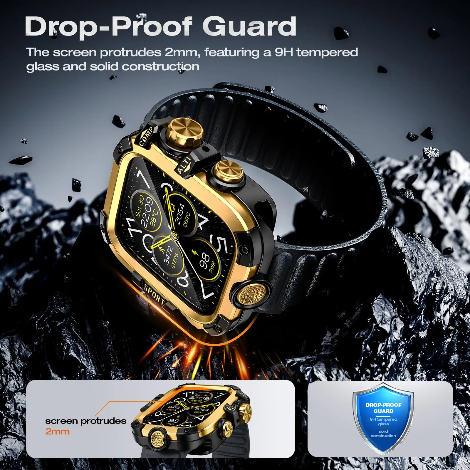 Waterproof Metal Bumper Case For Apple Watch Ultra 49mm 46mm 45mm 44mm Protector Cover With Film For iWatch Series 10 9 8 7 6 SE