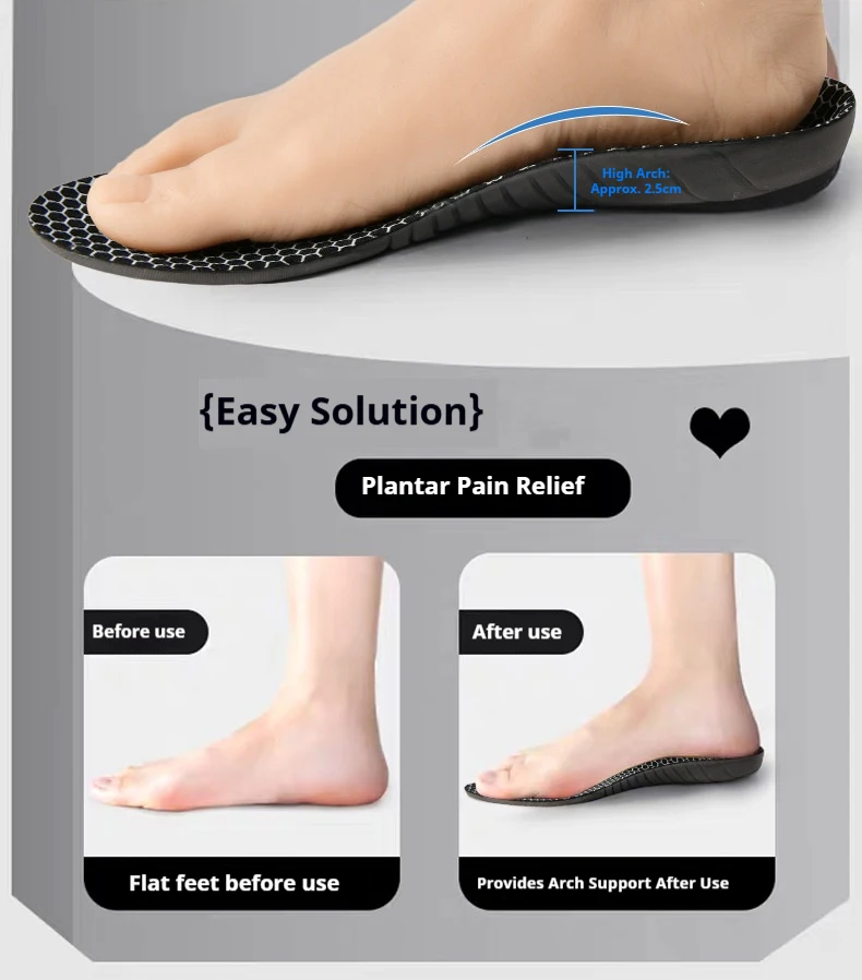 Schwarze orthopädische Einlegesohlen mit Fußgewölbestütze, stoßdämpfende Sporteinlagen, atmungsaktive, geruchsneutrale Schuhpolster, 2 Stück/4 Stück. – Detail 5