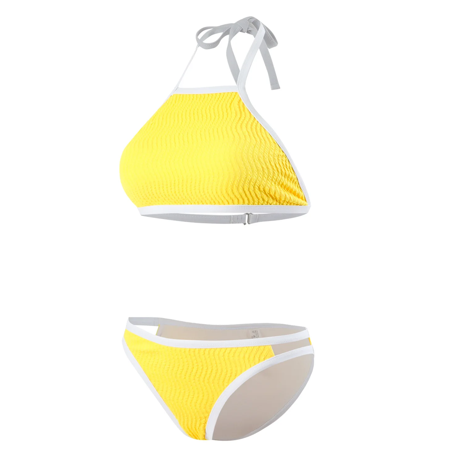 Sexy Neckholder-Bikini-Sets mit Krawatte, Patchwork, zweiteilig, rückenfrei, hohe Taille, Badeanzug, Bademode, conjunto de Bikini, Tankini, Strandmode