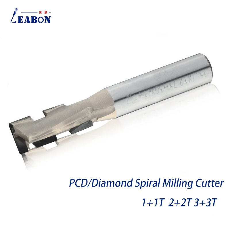 Leabon Diamond Spiral Milling Cutter PCD Corn End Mill Engraving Slotting CNC Tool for Silicate Board Anti-Bite MDF Solid Wood