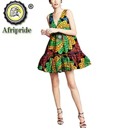 African Dresses for Women Elegent Sleeveless V-neck Plus Size Mini Dress Sexy Party Ankara Print Outfits Wax Attire S2125020