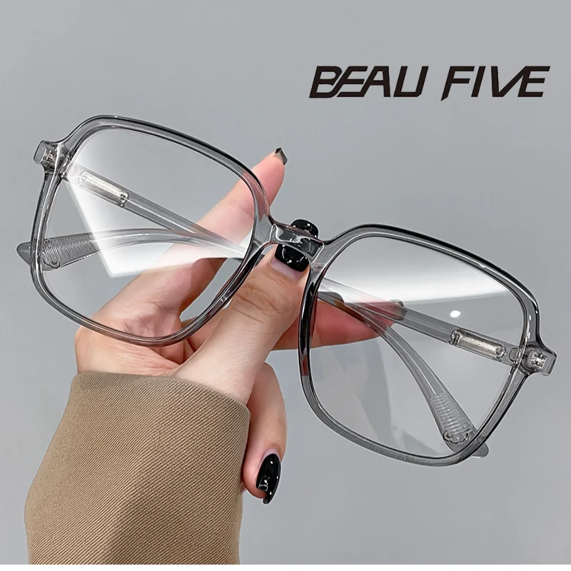 

BEAU FIVE 2025 Anti-Blue Light Glasses for Women Ultra-Light Photochromic Transparent Frame Large Size Slimming Natural LookF113