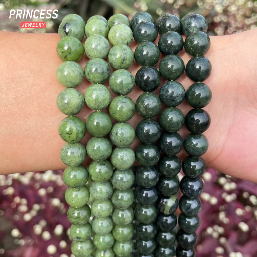 A++ Natural Canadian Jade Beads 6 8 10mm Loose Nephrite Beads for Jewelry Making Bracelet Wholesale Beads DIY Accessories