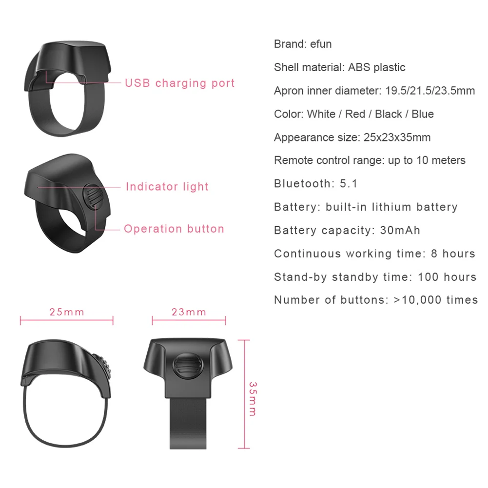 Hand Ring For Selfies With Remote Camera Controller Long Control Range Easy Pairing Compatible With All Smartphones