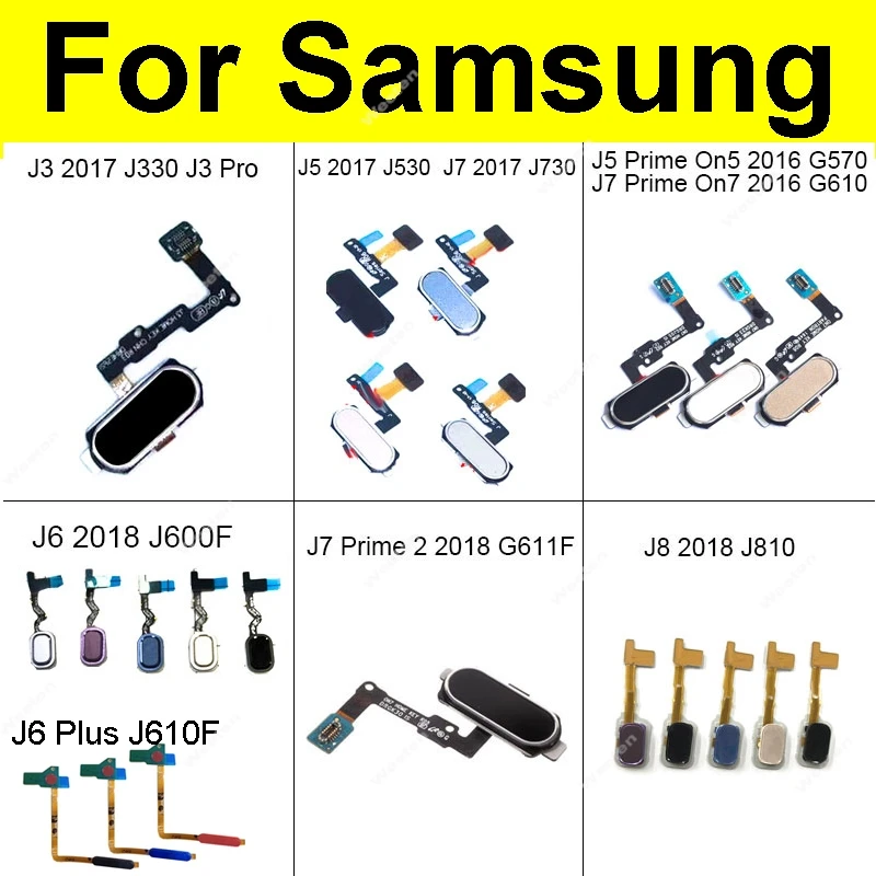 Home Button For Samsung Galaxy J3 J5 J6 J7 Plus Pro Prime 2 On5 6 2016 2017 2018 J330 J530 J730 G611F Menu Key Flex Cable Repair