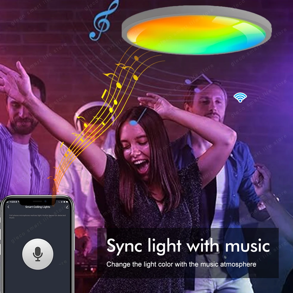 Imagem -04 - Tuya-lâmpada do Teto Wifi Rgbcw Zigbee Luz de Teto Led Smart Life App Controle de Voz Alexa Google Lâmpada Inteligente para Casa Decoração do Quarto