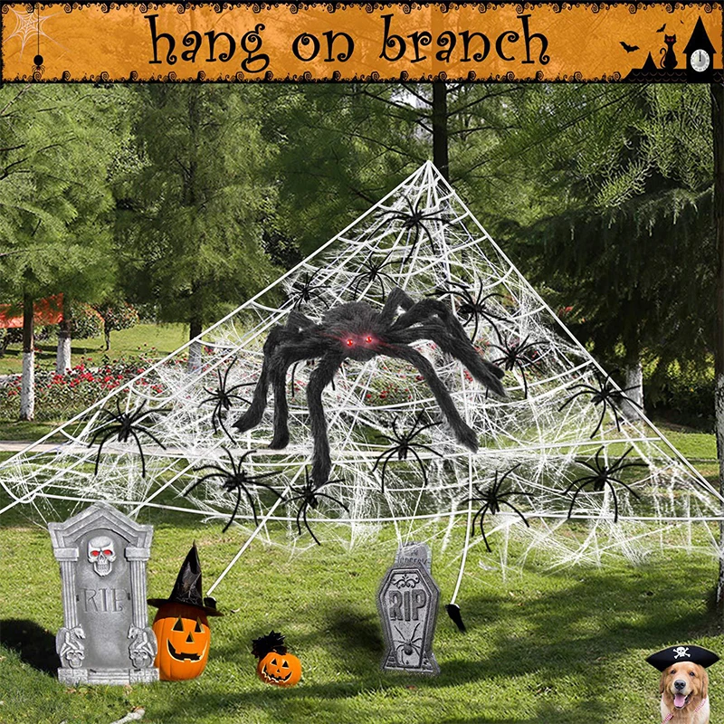 30/90/150 cm Halloween schwarze gruselige Riesenspinne Riesiges Spinnennetz Halloween Dekor Home Bar Spukhaus Requisite Urlaub Outdoor Dekor – Detail 5