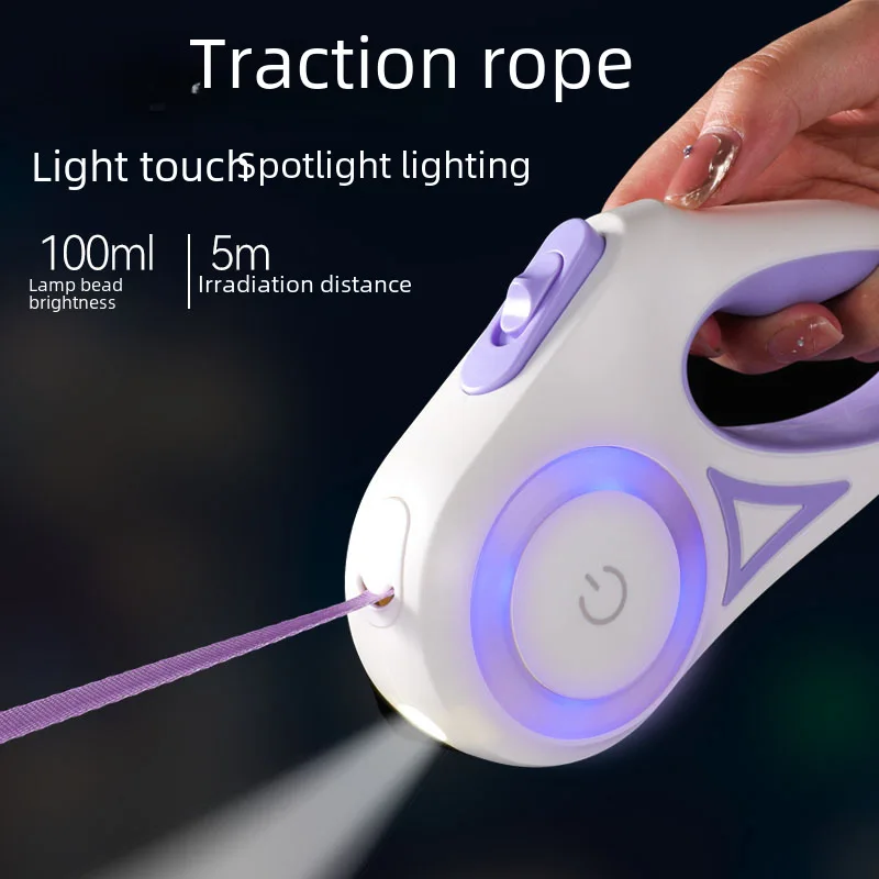 New LED luminous dog rope pet automatic traction rope retractable walking dog leash pet supplies cross-border wholesale Puppy