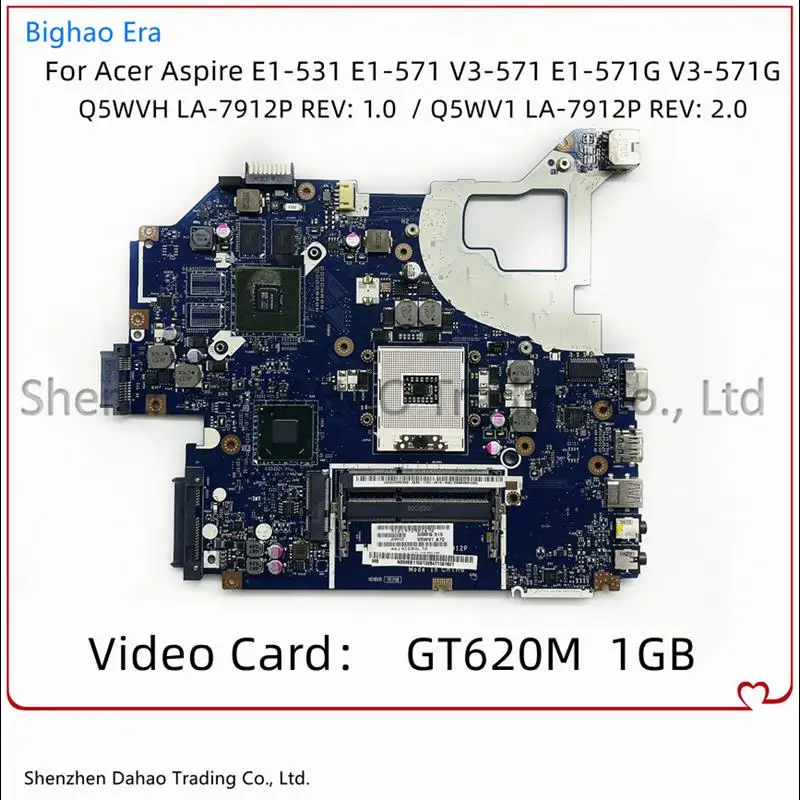 Go! Q5WVH Q5WV1 LA-7912P For Acer Aspire V3-571G E1-571 E1-571G Laptop Motherboard With HM77 Chipset GT620M/630M/640M/GT710M